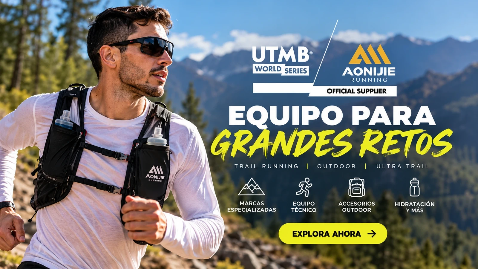 Corredor con equipamiento AONIJIE en campaña de AONIJIE Guatemala