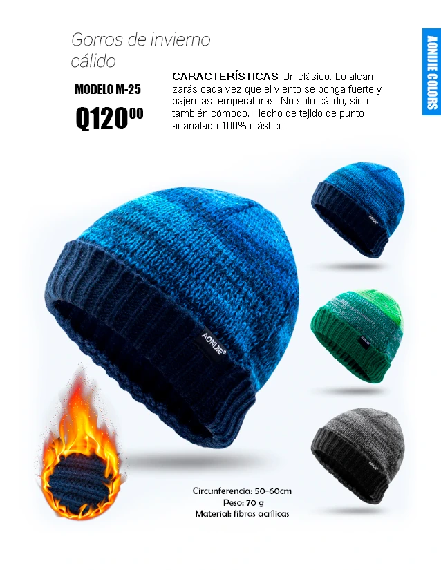Ficha de producto de gorro de invierno AONIJIE