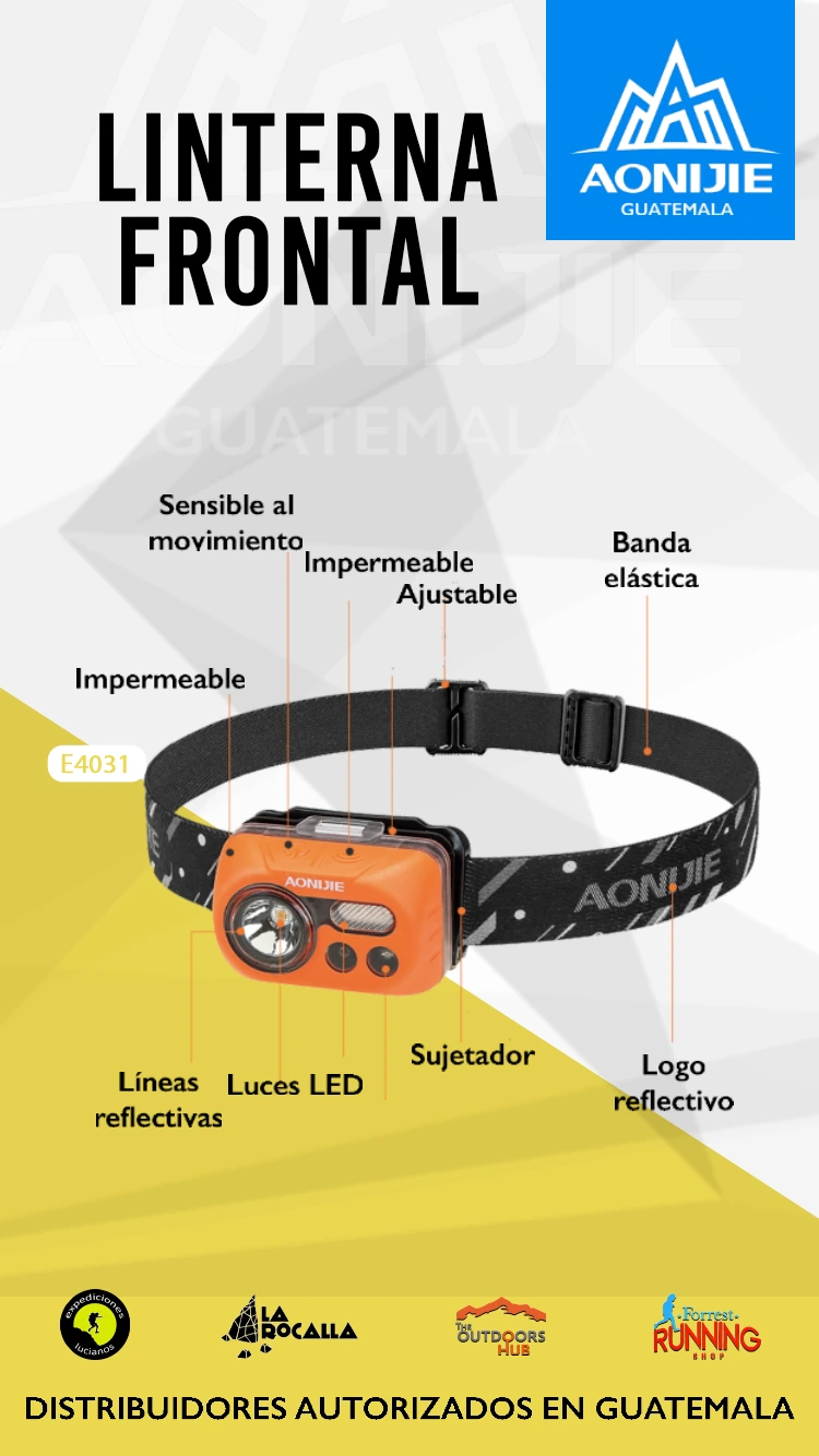 Pieza técnica de AONIJIE Guatemala para linterna frontal