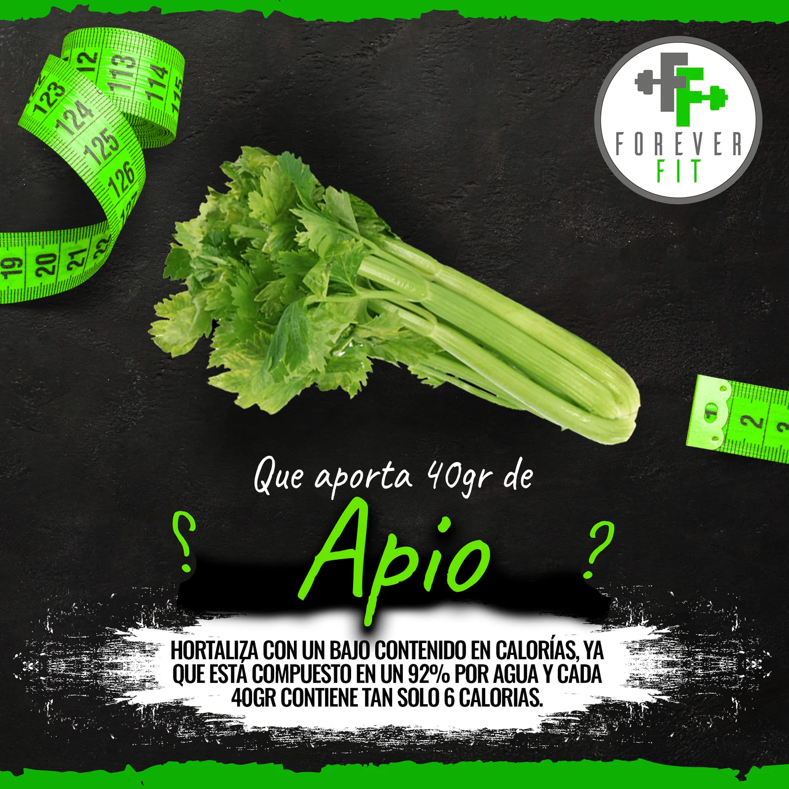 Pieza educativa de Forever FIT El Salvador sobre el aporte nutricional del apio