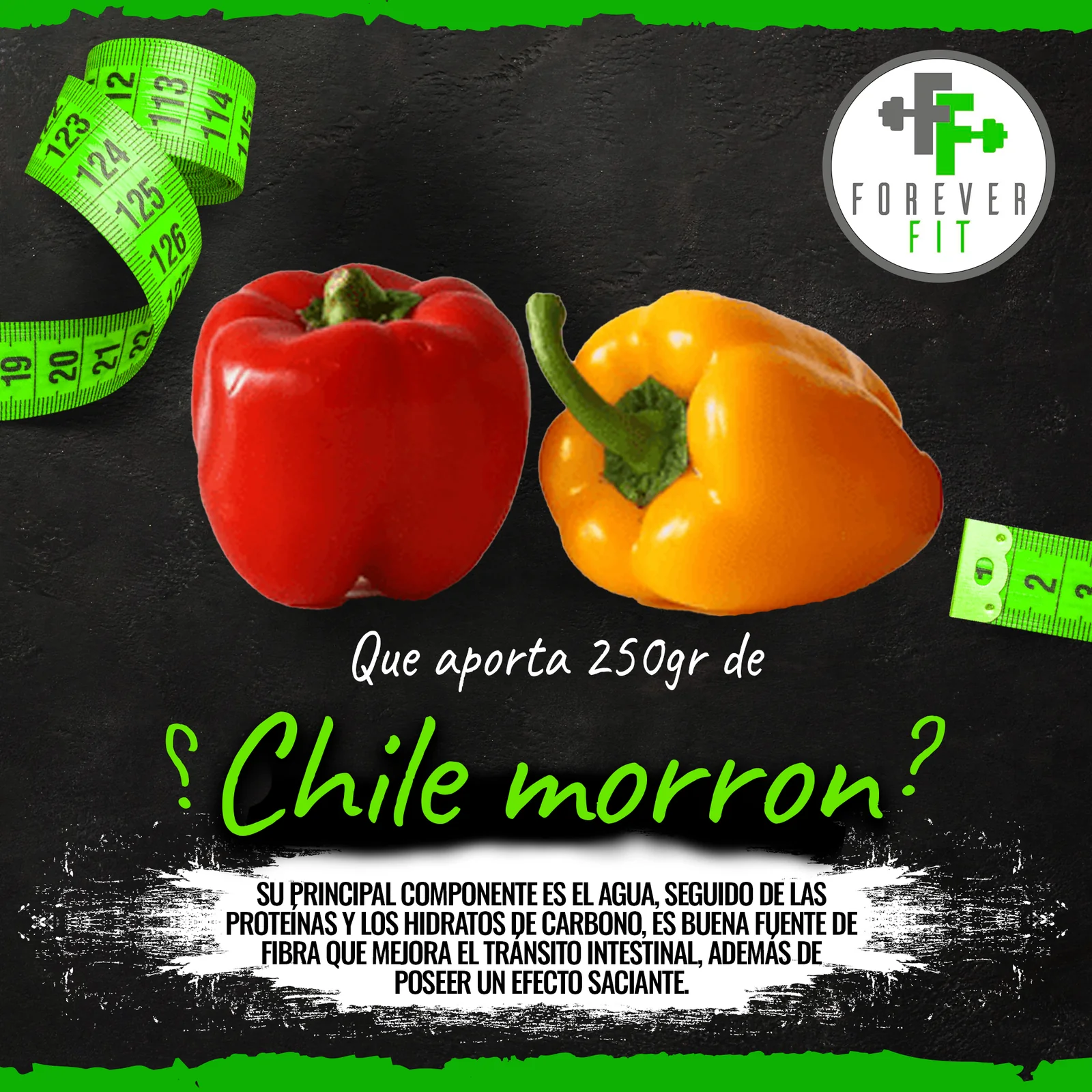 Pieza educativa de Forever FIT El Salvador sobre el aporte nutricional del chile morrón