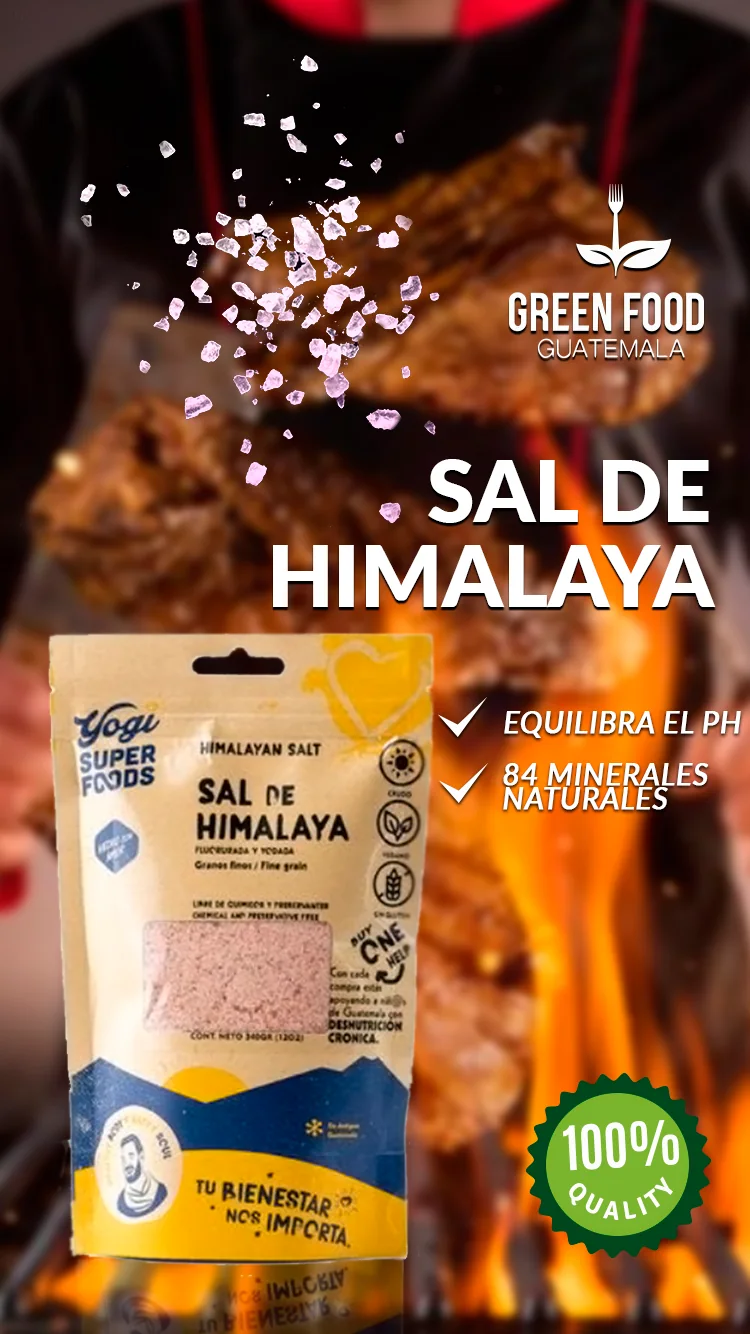 Pieza vertical de Green Food Guatemala para sal de Himalaya