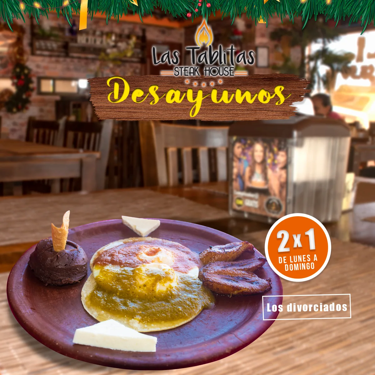 Post de desayunos de Las Tablitas Steak House con huevos divorciados